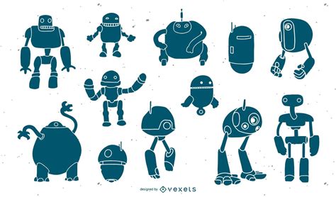 Robot Silhouette Set Vector Download