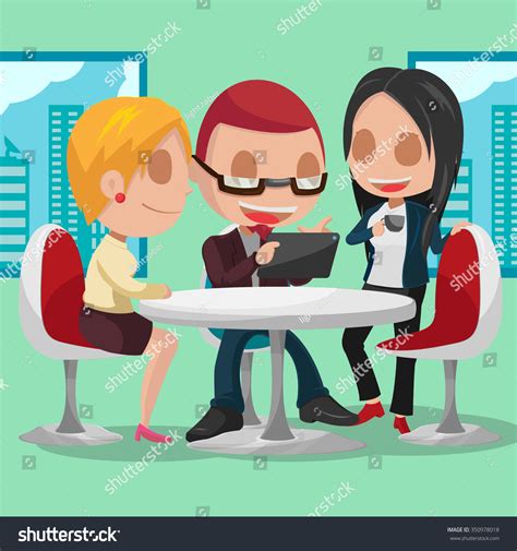 Business Group Cartoon Character Meeting Vector Stock Vector 350978018 - Shutterstock