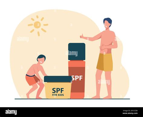 Cartoon tiny adult and kid characters with giant sunscreen Stock Vector Image & Art - Alamy