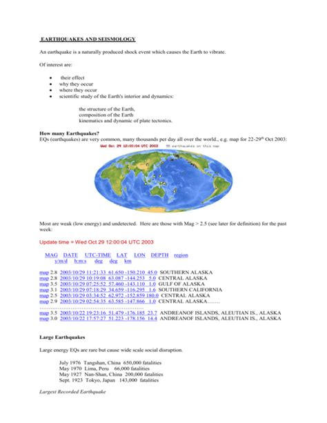 Subduction Zones - Benioff Zone with pattern of seismicity