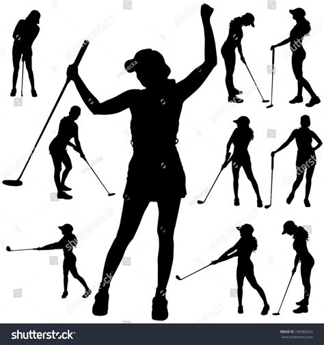 Vector Silhouette Woman Who Plays Golf Stock Vector 230383243 - Shutterstock