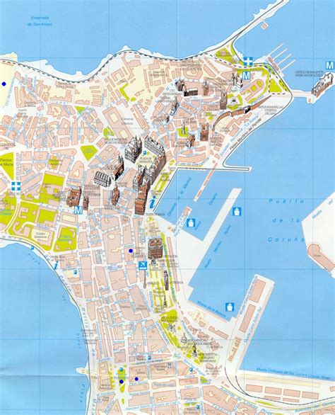 A Coruña tourist map - Full size