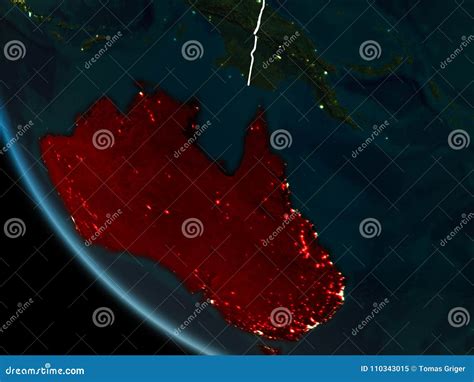 Satellite View of Australia at Night Stock Illustration - Illustration ...