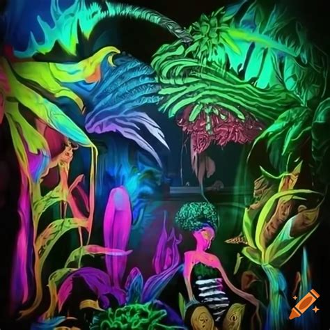 Neon jungle artwork on Craiyon