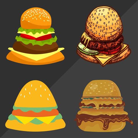 Set of hamburger and fries 17671947 Vector Art at Vecteezy