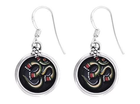 Sterling Silver Earring With OM Design | Exotic India Art