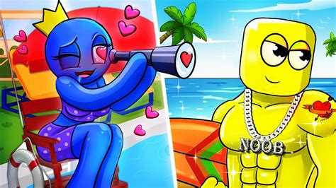 Blue Falls In Love?! | Blue x Noob Sad Story | Roblox Rainbow Friends Animation - YouTube