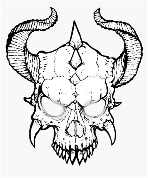 #skull #skulls #devil #demon #mask #evil - Draw A Devil Horn, HD Png Download - kindpng