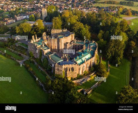 Aerial view of Berkeley Castle, Gloucestershire, UK. Shot with a drone by a UK CAA drone permit ...