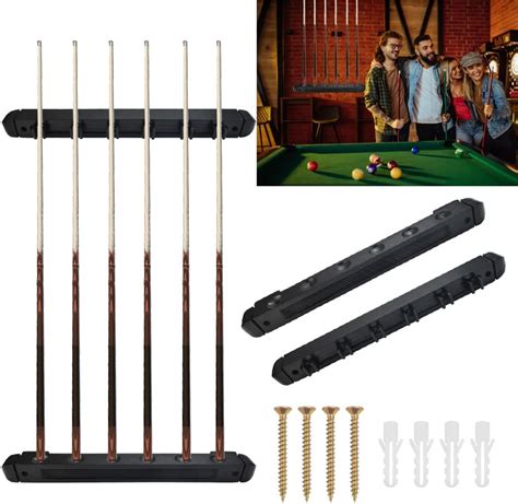 STCRERAG Billiard Wall Mount,Snooker Pool Cue Wall Mounted Rack,Billiard Cue Holder 6 Billiard ...