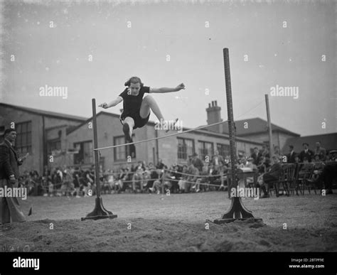 Sport at Swanscombe school . The high jump . 1938 Stock Photo - Alamy