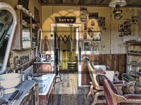 Old West Victorian Barber Shop Interior - Montana Territory by Daniel Hagerman