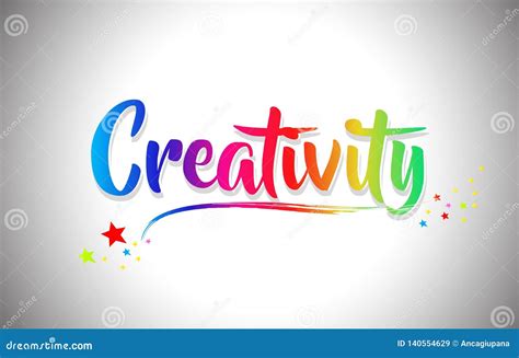 Creativity Handwritten Word Text with Rainbow Colors and Vibrant Swoosh Stock Vector ...