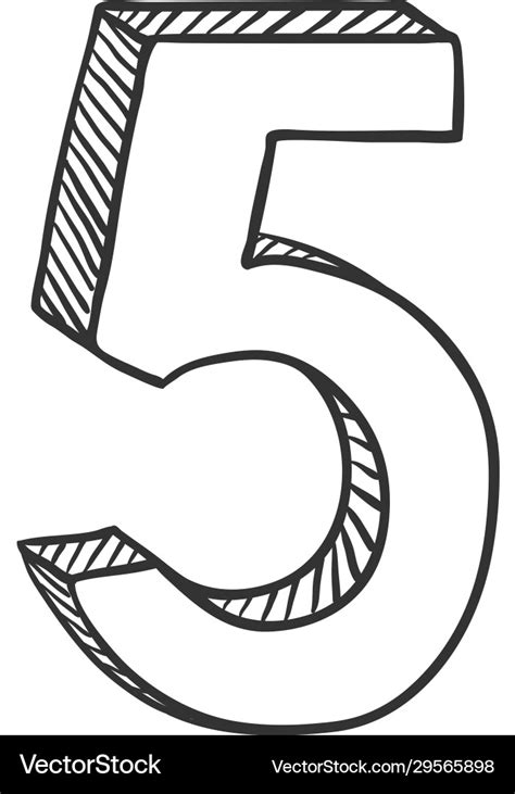 Hand drawn sketch - number five Royalty Free Vector Image