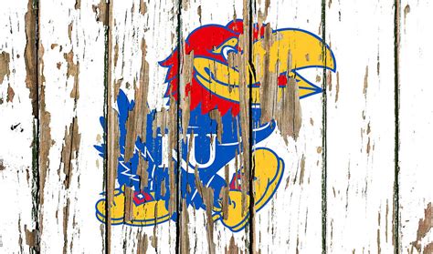 Kansas University Vintage Logo College Peeling Paint Barn Wood Mixed Media by Design Turnpike ...