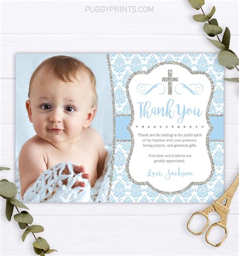 Boy Baptism Thank You Card With Photo Editable Template - Etsy in 2022 ...