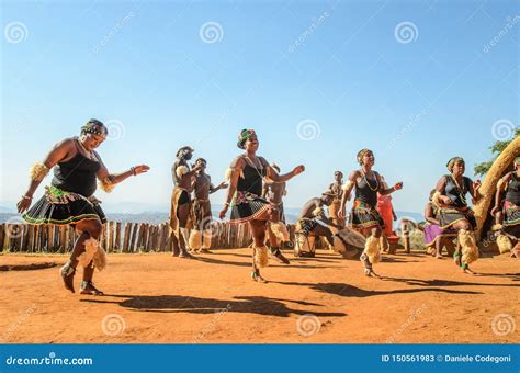 African Zulu People Dancing and Jumping in Traditional Clothes, Gear. Lifestyle South Africa ...