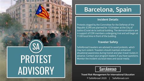 Protests in Barcelona, Spain on October 13 - SafeAbroad