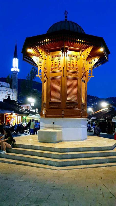 Sebilj at night, Sarajevo : r/pics