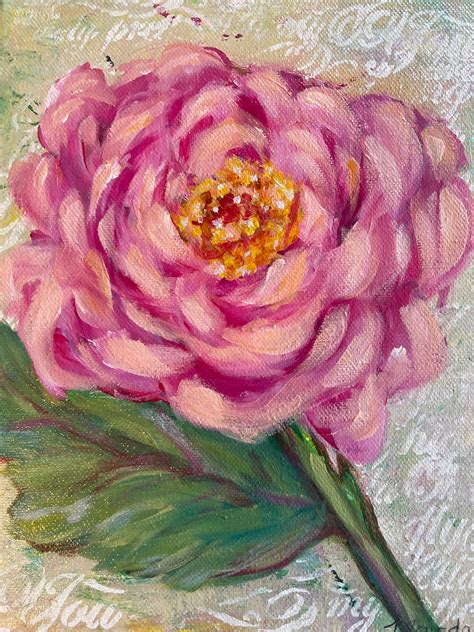 Pink PEONY Original Painting on Chunky 1.5 Inch Thick 8x10 - Etsy