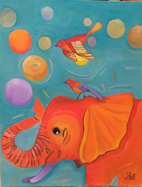 Elephant blowing bubbles by JudiShill on Etsy