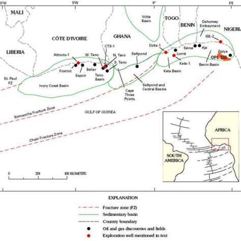 Regional location map showing Gulf of Guinea in West Africa, the ...