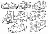 Set Of Different Cars  Coloring Page Antistress Book For sketch template