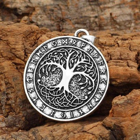 Vikings Yggdrasill Tree of Life and Runes Amulet Pendant & Necklace ...