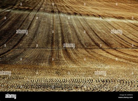 Patterns in the soil on a ploughed field late afternoon Stock Photo - Alamy