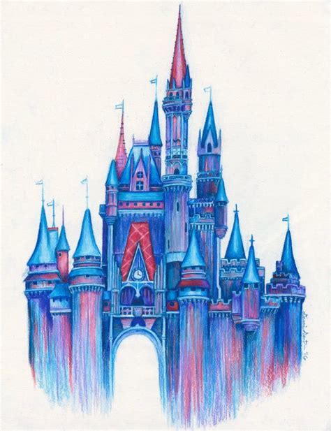 Magic in the Air/Disney Castle Art Print/Colorful Disney Castle Drawing/Magical Castle Drawing ...