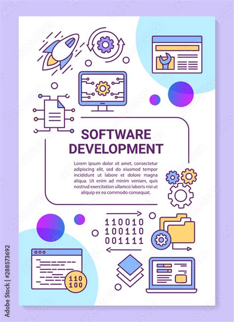 Software development poster template layout. Banner, booklet, leaflet print design with linear ...