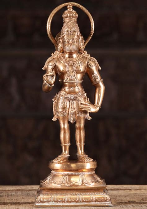 Bronze Hanuman Statue with Tail Overhead 16" (#118bc3): Lotus Sculpture