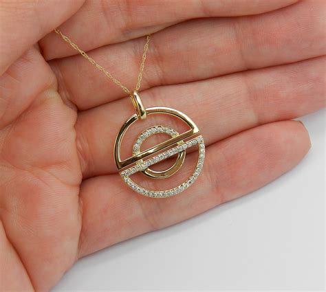 14K Yellow Gold Unique Diamond Necklace Wedding Gift Pendant Chain 18 ...