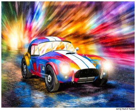 Shelby Cobra Race Car Art Print - Classic Roadster In The Rain