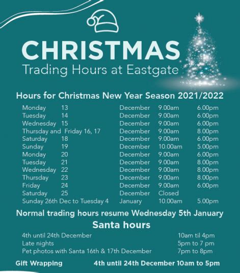 Christmas New Year Hours « Eastgate Mall – Shop Easy Christchurch