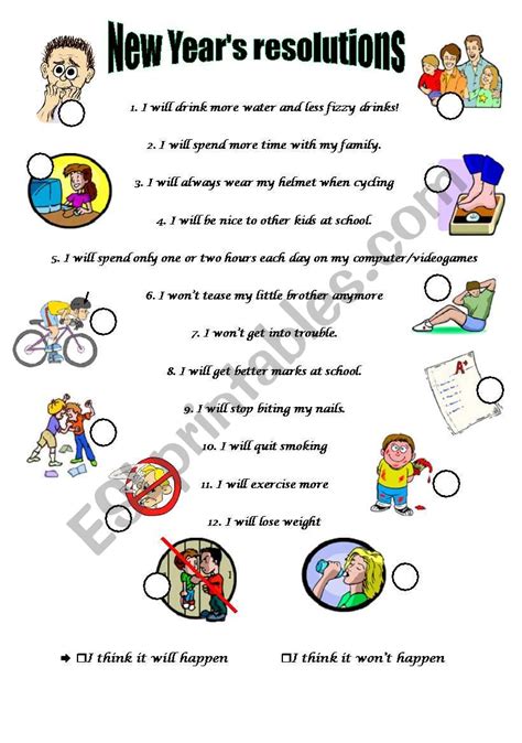 New Year´s resolutions - ESL worksheet by angela#anaconda