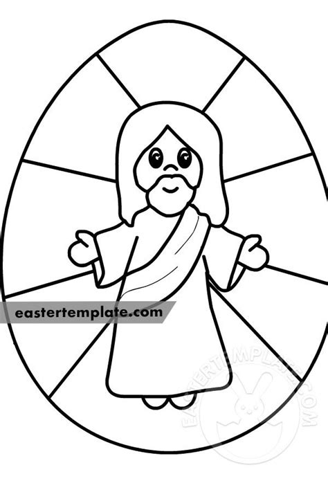 Easter egg with Jesus coloring page | Easter Template