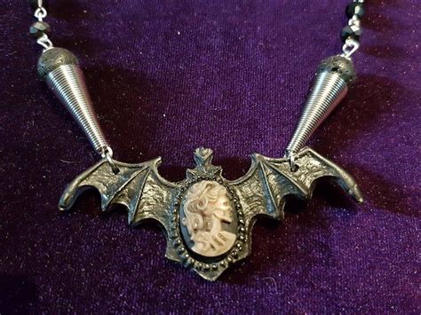 Victorian bat/skull necklace