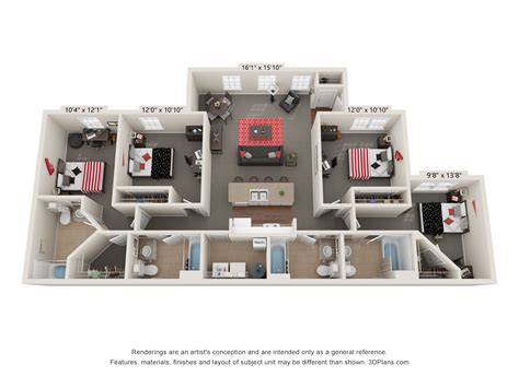 2, 3 and 4 Bedroom Apartment Floor Plans | Capstone Quarters