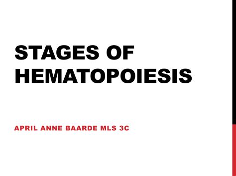 SOLUTION: Stages of hematopoiesis - Studypool