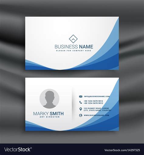 Blue Wave Simple Business Card Design Template Pertaining To Visiting Card Illustrato ...