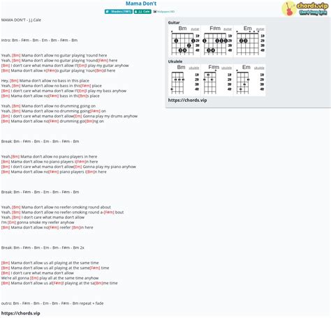 Chord: Mama Don't - tab, song lyric, sheet, guitar, ukulele | chords.vip