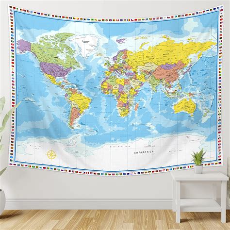 Buy Large World Map Tapestry Wall Hanging Tapestry World Map For Kids ...