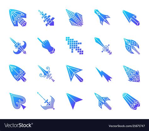 Mouse cursor simple gradient icons set Royalty Free Vector