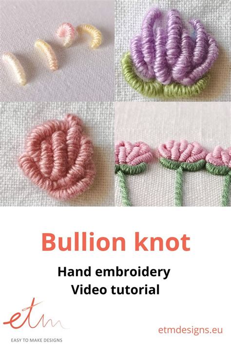 Bullion knot hand embroidery video tutorial | Hand embroidery videos ...