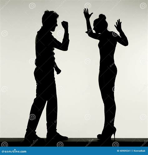 Silhouette Of Arguing Couple Stock Photo - Image: 40909241