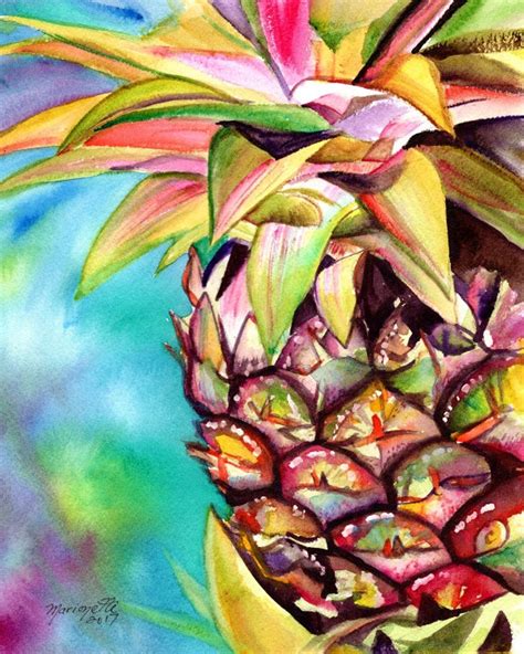 Pineapple art prints Hawaiian pineapples kauai decor | Etsy | Pineapple painting, Pineapple art ...