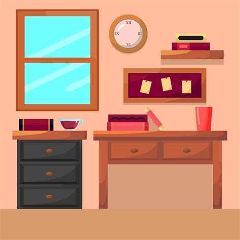 Premium Vector | Room interior vector interior flat design with red color