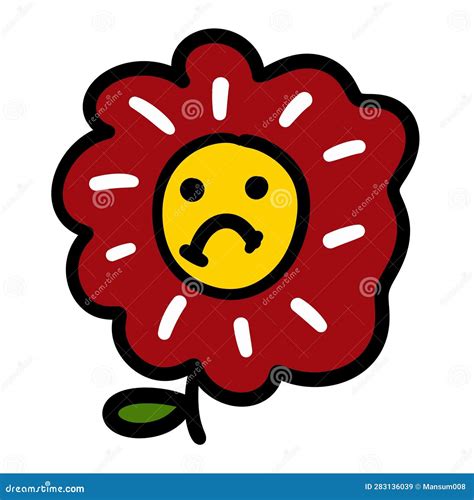 Cartoon Illustration of a Cute Flower in a Sad Face Stock Illustration ...