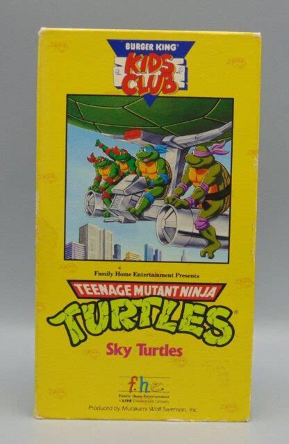 Burger King Kids Club Teenage Mutant Ninja Turtles Sky Turtles (VHS, 1990)